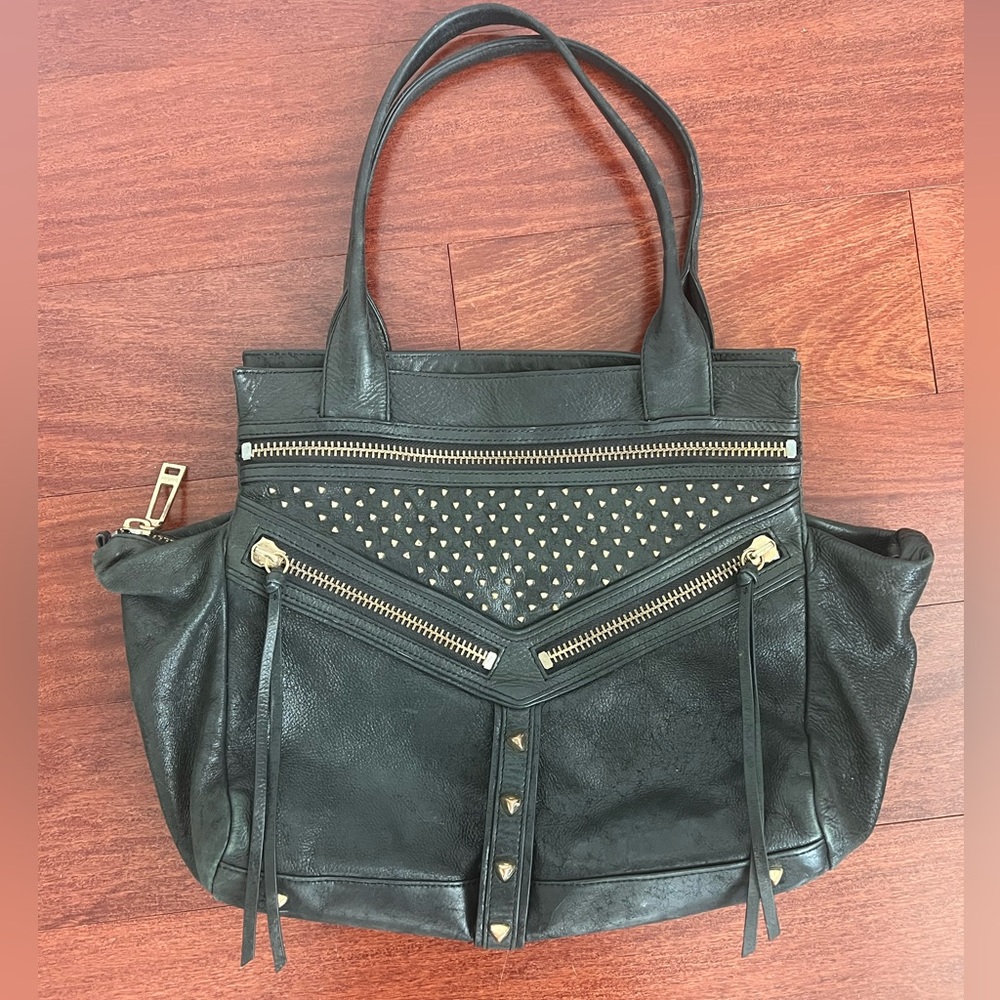 Botkier black studded leather purse / laptop bag